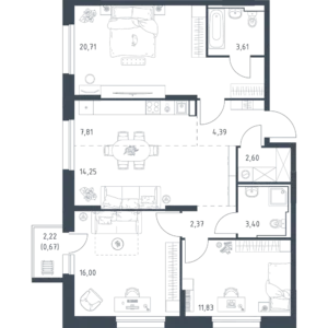 3-комнатная к2