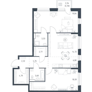 3-комнатная к2